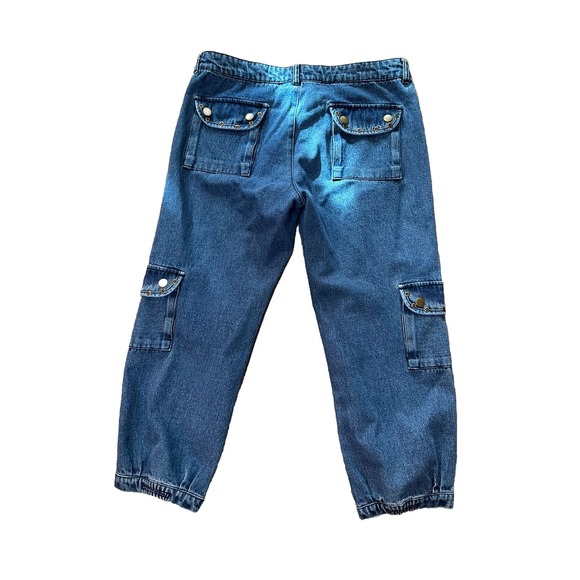 Venus Womens Size 10 Medium Wash Floral Embroidered Cargo Denim Jean Joggers - Picture 6 of 7